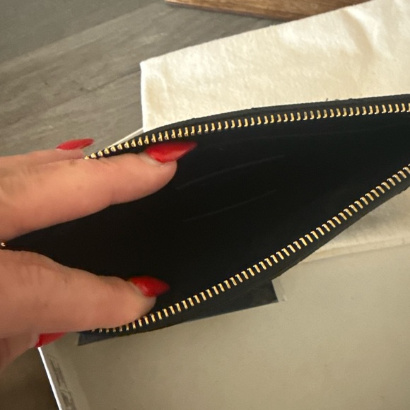 Yves Saint Laurent Black Chevron Wristlet with Gold Emblem - Picture 6 of 7